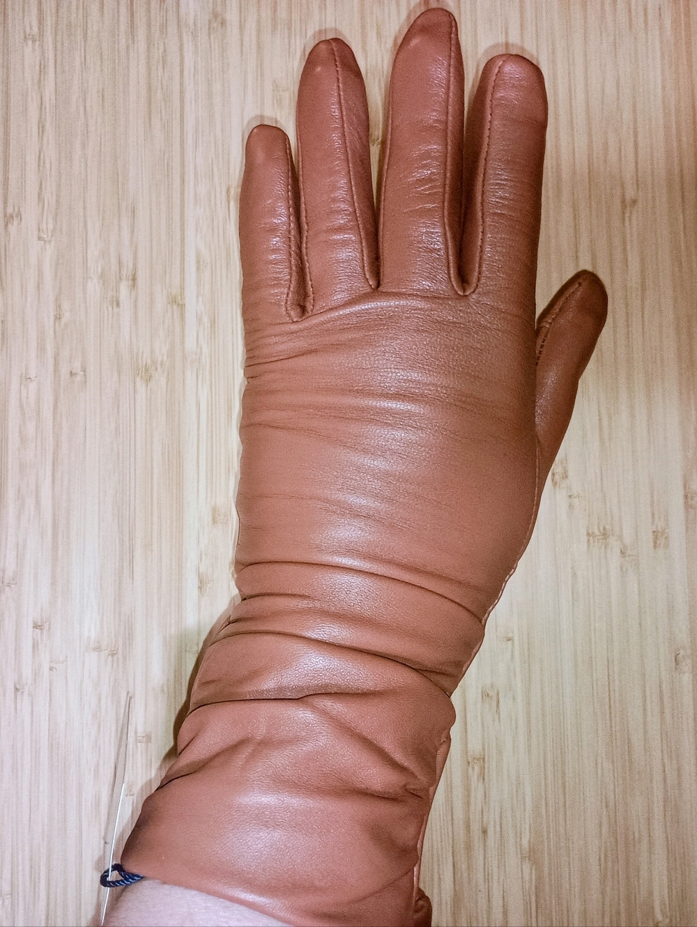 Cole Haan Women's Rutched Leather Gloves British Tan, Size M